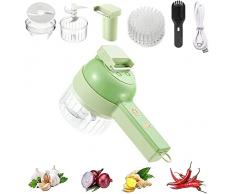 FANIER Set di tagliaverdure elettrico portatile 4 in 1, robot da cucina manuale, verdure affettatrice per aglio e verdure mini tritacarne allaglio, cipolla, verdure, carne macinata