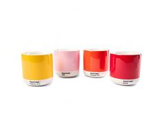 Pantone Set di 4 tazze termiche in porcellana, 220 ml, giallo 12 C, Red2035 C, arancione 021 C, rosa chiaro 182C