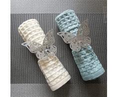 JinSu 50Pcs Anelli di Tovagliolo 3D Farfalla, Anelli Portatovagliolo Brillante, Anelli Portatovaglioli da Tavola di Carta per Matrimonio, Compleanno, Natale, Battesimo, Comunione, Laurea, Argento
