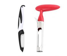 TSLRSA 1PCS Togli Torsolo Mela,Levatorsolo per Mele in Acciaio Inox, Mela o Pera Core Remover Strumento per la Casa e la Cucina con Lama SeGhettata Affilata(Viene fornito con un pelapatate bianco)