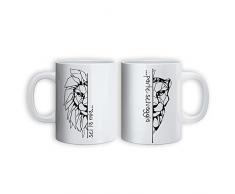 Coppia di Tazze Mugs Love You and Me Idea Regalo San Valentino "Wild Couple" Grafica 1