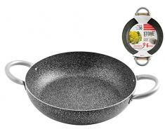 Home Tegame 2 Manici Antiaderente Family Stone Cm36 Pentole Cucina, Pietra, Nero, 36 cm