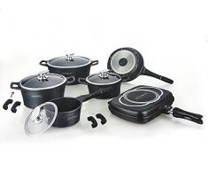 SET BATTERIA DI PENTOLE 15 pezzi PROFESSIONALE ROYALTY LINE IN PIETRA LAVICA COD. rl-es1015m (NERO)