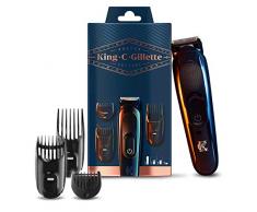 King C. Gillette Kit Regolabarba Uomo, 1 Testina, 3 Pettini Regolatori, 1 Spazzolina, 1 Caricatore, Rasoio Barba Elettrico, Idea Regalo Uomo Kit Professionale