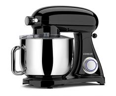 COOKLEE Impastatrice Planetaria 1800W 8L 3 in 1 Robot da cucina Guscio di metallo Professionale Multifunzione Impastatrice con Gancio per Impastare, Ciotola, Racchetta, Frusta e Coperchio