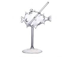 Luxshiny Bicchieri Cocktail Con Cannuccia Coppa Martini A Forma Di Pesce Palla Calice Vino Calice Vino In Cristallo Per Whisky Champagne Succo Di Birra