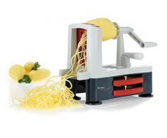 Westmark Tagliaverdure a spirale per spaghetti di verdure e spirali di frutta, con 2 inserti, affilate lame in acciaio inox, Spiromat, antracite/bianco/rosso, 11332260