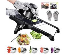 Mandolina Affettatrice Professionale,Mandolina 3 in 1 Regolabile Affettaverdure.Julienne Affettatrice Taglierina per Cibo,Frutta e Verdura con Guanti di Sicurezza