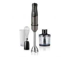 Black+Decker Bxhba1000e Frullatore a Immersione, 1000 W, Inox/Plastica, Nero/Acciaio, 5.8 X 24.5 X 5.2 Cm