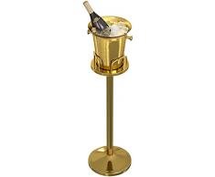 Secchiello per Il Ghiaccio con Supporto,Secchiello Refrigerante Bottiglie, Secchiello Vino Champagne Incluso Supporto per spumante, vino e champagne 5 L Gold Stand 60cm tall