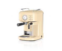 Swan Retro One Touch Macchina Espresso, Crema, 20 bar di pressione, vaporizzatore di latte schiumante, serbatoio 1.7L, stile retrò, SK22150CN, Macchina per espresso