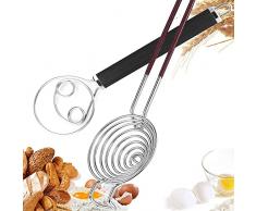 LIBRNTY 2 pezzi Frusta danese per impasto,Frusta per uova,Frusta per Impasto,Estrattore di uova,In acciaio inox per uso alimentare, Grande frullatore a mano per pane, dolci, impasto per pizza 33cm