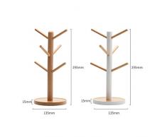 Xinxinchaoshi-Portatazze Tazza da caffè in Legno Tazza da caffè Essiccazione Rack Staffa Famiglia Cucina Scarico Appeso Rack di stoccaggio con 6 Ganci (Color : Natural)