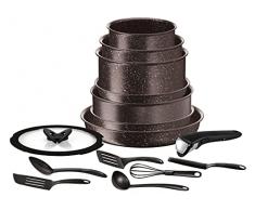 Tefal Ingenio Extreme Effetto Pietra pentole 15 Pezzi, Alluminio, Marrone