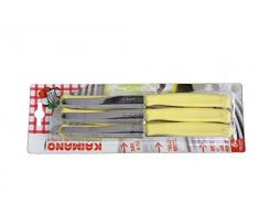 Kaimano Confezione 6 Pz coltello da tavola lama dentata inox (GIALLO)