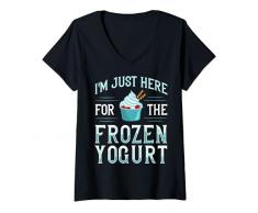 Donna Frozen Yogurt Froyo Ricette Macchina Gelato Maglietta con Collo a V