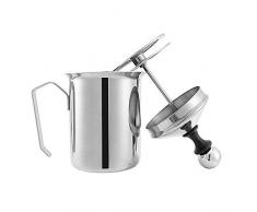 Molinter Schiumalatte in Acciaio Inox Double Mesh Manuale in Schiuma bricco per caffè Latte Caldo Cioccolato caffè Cappuccino foamer Creamer 400 ML, 400 ml