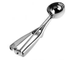 KADAX Porzionatore per gelato in acciaio INOX, cucchiaio da ghiaccio con leva, 5,5 cm, tagliapasta per uova, palline di ghiaccio, purè di patate, porzionatore con impugnatura a pinza