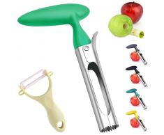 Levatorsoli Mela Togli Torsolo Mela Levatorsolo per Mele con Manico in ABS e Lama Seghettata in Acciaio Inox Strumento Di Rimozione Del Nucleo Di Mela O Pera Per Cucina Domestica (Verde)