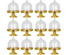 12 Pezzi Mini Alzata Torta, Mini alzata per Tortecon Coperchio a Cupola, per Cioccolato, Formaggio, Amaretti al Cocco, Palline di Rum, per Matrimoni, Baby Shower, Bomboniere, Feste di Compleanno