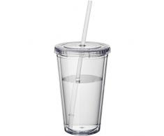 Bullet Cyclone - Bicchiere tipo tumbler con cannuccia (15,5 x 10 cm) (Trasparente)