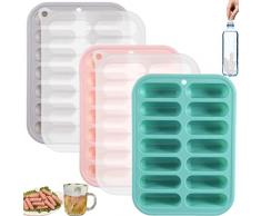 Theuwnee® 3x Cubi di Ghiaccio in Silicone, Cubetti di Ghiaccio con Coperchi, Stampo per Hot Dog, Lavastoviglie e Resistenti al Forno, Adatti a Bottiglie di Bottiglie Dacqua, Cibo per neonato