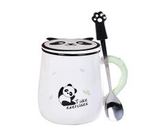 Tazza Panda,Tazza da caffè in ceramica carina con coperchio e cucchiaio, 3D Panda Tazza da caffè Panda, 3D Tazza da caffè novità Regali per gli amanti dei panda, Donne Gli amici Bambini Ragazze Mamma