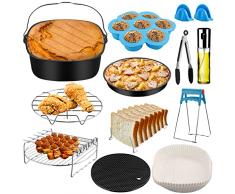 HOMGEN Accessori per Friggitrice ad Aria Quadrata 5,5 Litri 13PZ Kit Accessori con Nebulizzatore Olio per Air Fryer Cozyna Power GoWise Phillips 5,3QT-5,8QT con Pinza Cibo Padelle Torta Pizza e Guanti