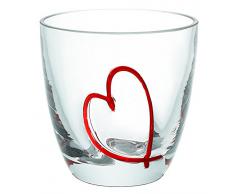 Guzzini Love Set 6 Bicchieri, Vetro, Rosso Trasparente, 20x29x10 cm, 6 UnitÃ