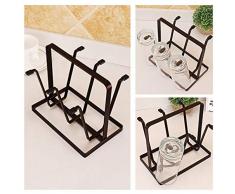 IMS Portabottiglie da Cucina Portabicchieri Scarico in Acciaio Piatto Antiscivolo Porta Stoviglie Stendino Scolapiatti in Metallo Mensola in Vetro Porta Boccale di Birra (Nero)