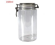 A0127 - Contenitore ermetico in plastica, 1500 ml, con coperchio rotondo, contenitore per spezie, contenitore per marmellata