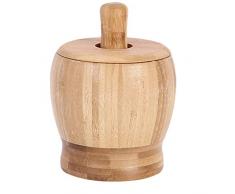 Yardwe Set di Mortaio E Pestello di bambù Ciotola di Pestello E Mortaio Cucina Spezie Erbe Pesto Macina con Coperchio Misura S