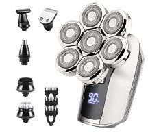 Rasoio Elettrico Barba Testa Calva: Tagliacapelli Uomo Professionale Regolabarba Impermeabile 6 in 1 Rasoi Testa Calva Ricaricabili Rasa Capelli Tosatrici Rotanti Senza fili Trimmer Barba Kit