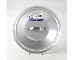 Pentole Agnelli Alluminio Coperchio Rotondo Pesante con Ponticello, Argento, 28 cm