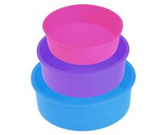 Stampo rotondo in silicone per dolci da forno Stampi per dolci da forno da 24, 20 e 15 cm, antiaderente rilascio rapido per torte a strati cheesecake torta arcobaleno Chiffon confezione da 3 pezzi