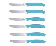 Victorinox - Set coltelli da cucina, 6 pezzi, (11 cm, lama dentata molto tagliente, coltelli da tavola, manici ergonomici, lavabili in lavastoviglie), Plastica, Blu caraibico, 6 pezzi