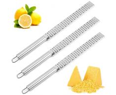Saijer Grattugia Lunga,Zester Grattugia Cucina Lama Fine Grattugie Multiuso Grattugia Formaggio Grattugia Limone Grattugia in Acciaio Inox Con Buchi per Limone Formaggio Cioccolato Verdura(3 Pezzi)