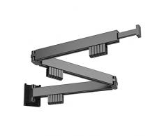 jackfru Stendibiancheria a scomparsa, 2 fold/3 fold, appendiabiti da parete con ganci, salvaspazio, allungabile, per balcone, camera da letto, bagno (115 cm con 18 ganci)