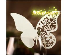 100 farfalle Segnaposto segna bicchiere BIANCA PERLATA bomboniera matrimonio segnatavolo