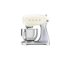 Smeg, Impastatrice Planetaria SMF02CREU, 10 Velocità, Smooth Start, Ciotola da 4,8 L, Sicurezza Blocco Motore, Frusta Filo, Frusta Piatta, Gancio e Coperchio Versatore in Dotazione, 800W, Panna