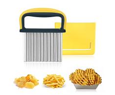 Ruikdly Taglia Patate Ondulato Tagliapatate per Patate Fritte Taglia Patate Fritte in Acciaio Coltello Ondulato Bambini per Tagliare Patate, Verdure, Frutta