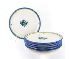 Set 6 Piatti Pizza Fatti a Mano in Ceramica di Caltagirone, Piatti Pizza ceramiche siciliane