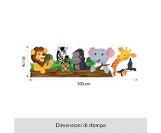 Wall Art R00145 Wall Sticker per bambini schwatzhafte animali, Wallpaper, Multicolore, 100 X 30 X CM