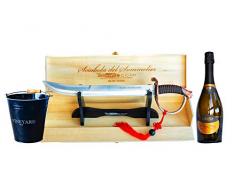 YesEatIs - Sciabola del Sommelier - Starter Kit con Secchiello per Ghiaccio e Bottiglia di Bollicine Italiane (Spumante Extra Dry)