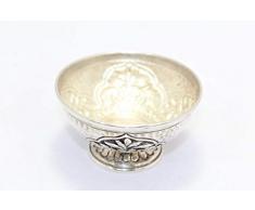 PH - Ciotola fatta a mano, in argento Sterling 925 ossidato, con incisione a mano in stile India