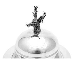 Portaburro metallo placcato argento Hirsch Caviale coperchio in vetro argento Barattolo di marmellata Burro campana contenitore BRILLIBRUM FLYER
