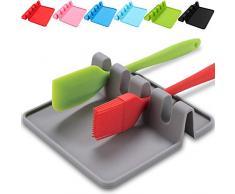 Poggiamestolo Silicone,Posamestoli,Supporto per Cucchiai da Cucina,Ripiano per Utensili da Cucina,Posa Mestoli con Salvagoccia- Porta Mestoli da Cucina- Poggia Mestolo Cucina-Vassoio da Cucina