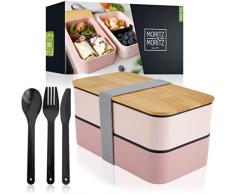 Moritz & Moritz Bento Box Giapponese rosa - Lunch box perfetta per adulti e bambini - Schiscetta pranzo con scomparti - Contenitore pranzo Ideale per il lavoro, la scuola e in viaggio
