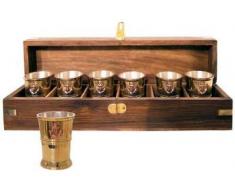 Signes Grimalt - 5955SG Set di 6 bicchierini dacquavite metallici ANCORA, con cassetta di legno