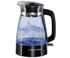 Russell Hobbs Bollitore Acqua Elettrico, Caraffa in Vetro, 1.7 L, 2400 W, Design Classico, Filtro Anticalcare rimovibile e lavabile, Luce Blu, Beccuccio anti goccia,Bollitore Classic Glass, 26080-70